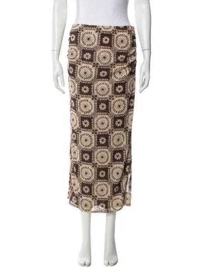Pre-owned Nanushka Printed Midi Length Skirt In Brown