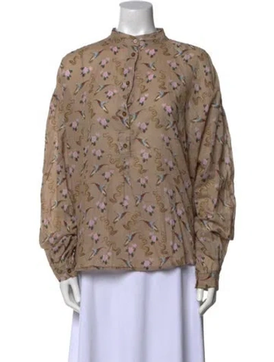 Pre-owned Nanushka Printed Mock Neck Blouse In Neutral
