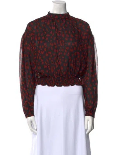 Pre-owned Nanushka Printed Mock Neck Crop Top In Black