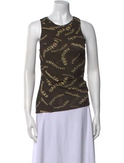 Pre-owned Nanushka Printed Scoop Neck Top In Green