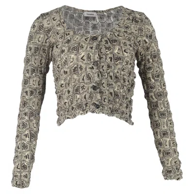 Nanushka Printed Smocked Rosine Cardigan In Multicolor Polyester In Green