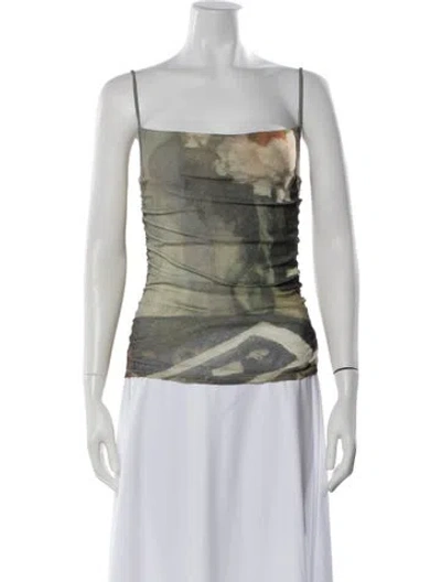 Pre-owned Nanushka Printed Square Neckline Top In Green