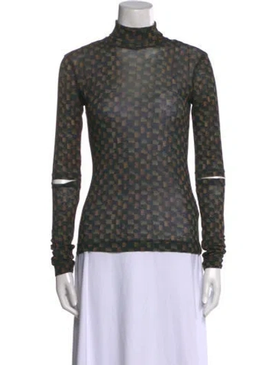 Pre-owned Nanushka Printed Turtleneck Top In Black