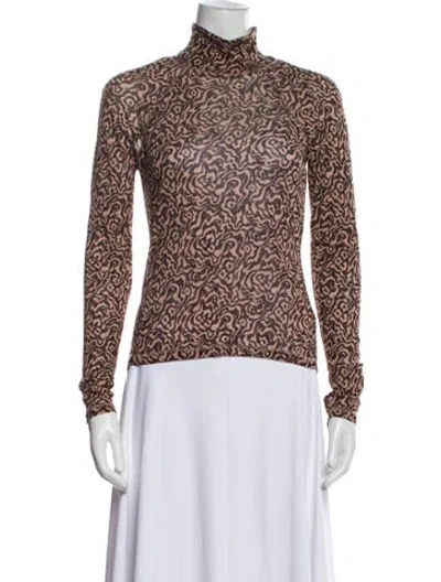 Pre-owned Nanushka Printed Turtleneck Top In Brown