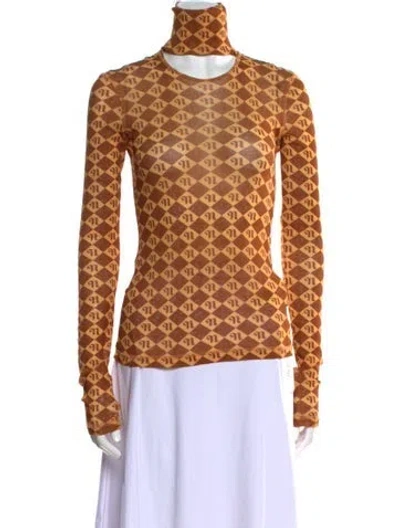 Pre-owned Nanushka Printed Turtleneck Top In Brown