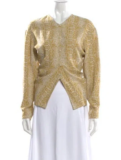 Pre-owned Nanushka Printed V-neck Top In Yellow