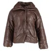 Nanushka Puffer Down Jacket In Brown Faux Leather