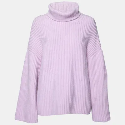 Pre-owned Nanushka Purple Wool Knit Turtle Neck Oversized Jumper S