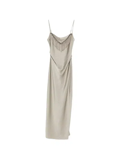 Nanushka Rachana Fringe Slip Midi Dress In Neutral