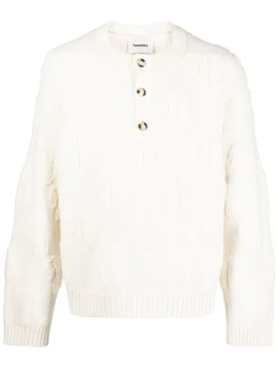 Nanushka Raised-logo Crew-neck Jumper In Neutrals