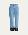 Nanushka Raynee Jeans With Alt-leather Cuffs In Mid Blueblack