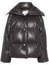 Nanushka Khaki Alora Down Vegan Leather Jacket In Grey