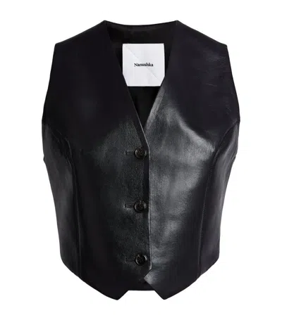 Nanushka Regenerated Leather Arnona Waistcoat In Black