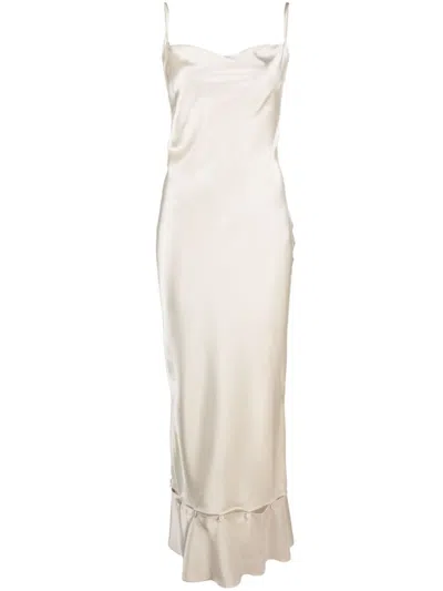 Nanushka Peplum-hem Midi Dress In Beige