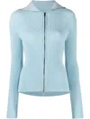 Nanushka Feja Ribbed Organic Cotton-blend Terry Cardigan In Blue