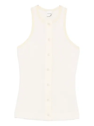 Nanushka Ribbed Button-placket Top In Neutral