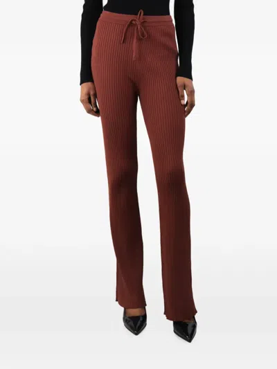 Pre-owned Nanushka Ribbed Drawstring-fastening Trousers In Brown