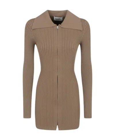 Nanushka Ribbed-knit Top In Brown