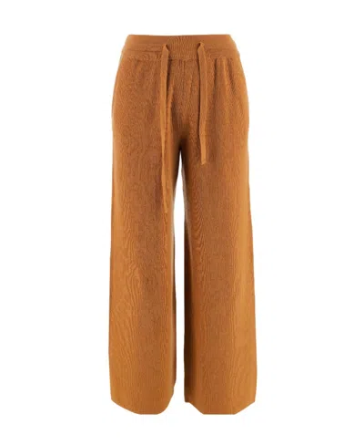 Nanushka Ribbed-knit Wide-leg Trousers In Brown