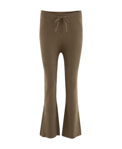 Nanushka Ribbed Knitted Cropped Trousers In Brown