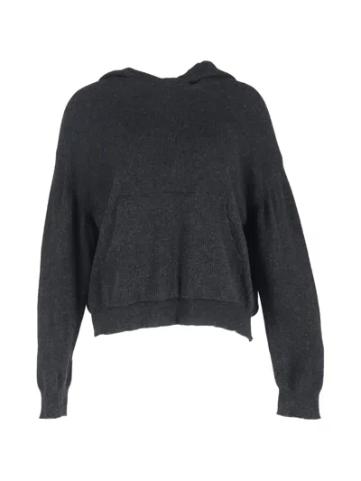 Pre-owned Nanushka Ribbed Long-sleeve Hoodie In Gray