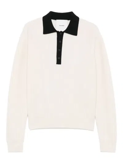 Nanushka Ribbed Polo-neck Sweater In White