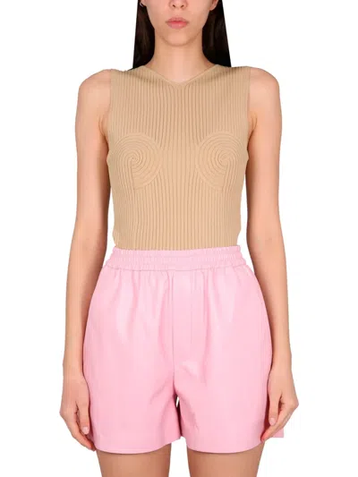 Nanushka Ribbed Tops In Brown
