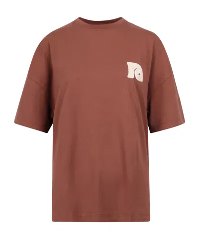 Nanushka Rope-embroidery T-shirt In Brown