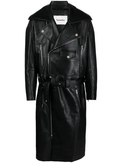 Nanushka Ross Convertible Leather Coat In Black