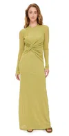 Nanushka Rozal Draped Long-sleeved Maxi Dress In Pistachio