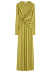 Nanushka Rozal Draped Long-sleeved Maxi Dress In Green