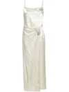 Nanushka Ruched-detailing Satin Midi Dress In Neutrals