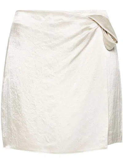 Nanushka Ruched-detailing Satin Miniskirt In Neutrals