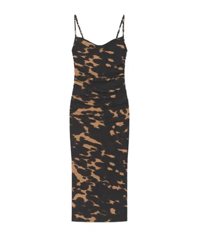 Nanushka Ruched Print Midi Dress In Multi