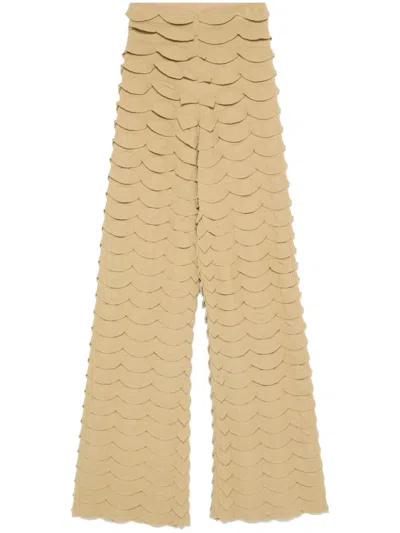 Nanushka Ruffled Trousers In Brown
