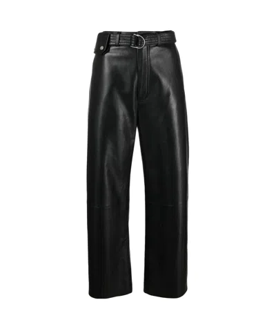 Nanushka Sanna Belted Faux-leather Trousers In Black