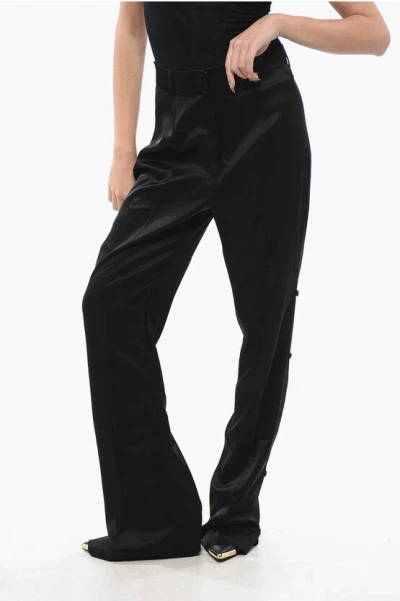 Nanushka Satin Felina Pants With Side Buttoning In Black