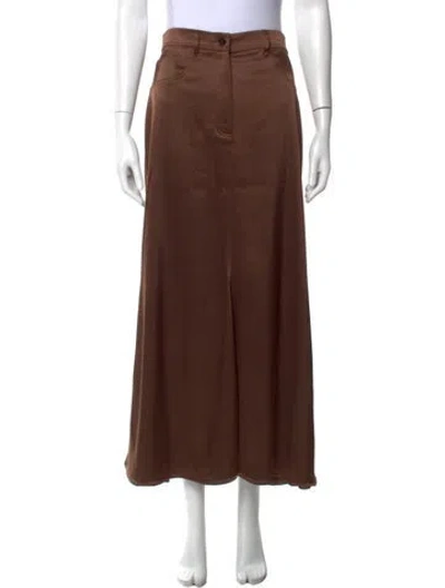 Pre-owned Nanushka Satin Long Skirt In Brown