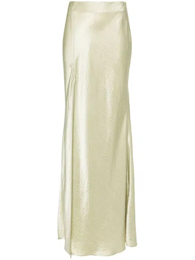Nanushka Satin Maxi Skirt In Green