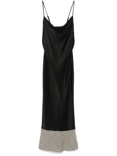 Nanushka Satin Midi Dress In Black