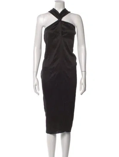 Pre-owned Nanushka Satin Midi Length Dress In Black