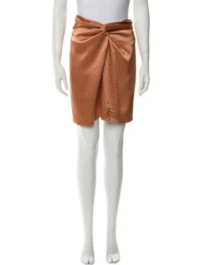 Pre-owned Nanushka Satin Midi Length Skirt In Orange