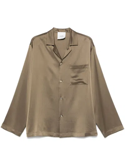 Nanushka Satin Shirt In Brown
