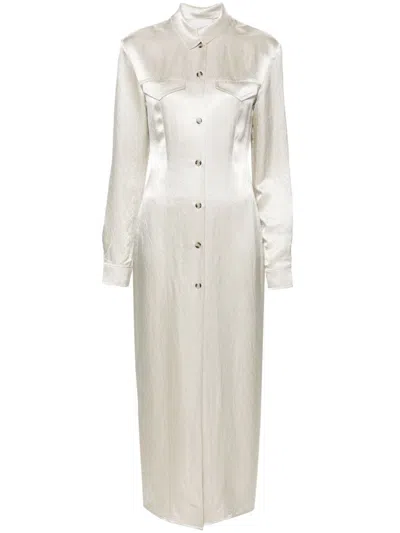 Nanushka Satin Shirt Maxi Dress In Neutrals