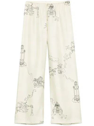 Nanushka Satin Straight Trousers In Neutral