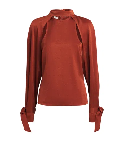 Nanushka Satin Veta Blouse In Red