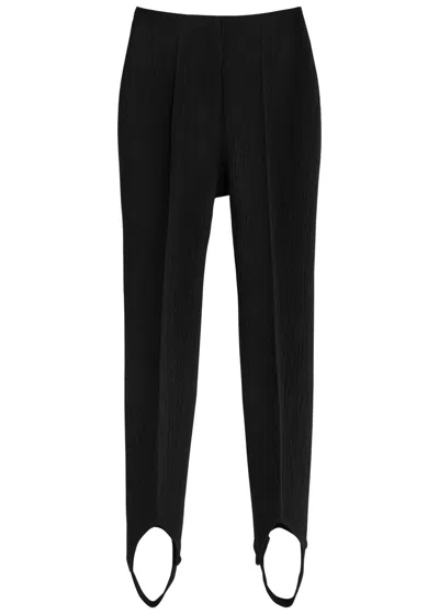 Nanushka Savita Stirrup Seersucker Trousers In Black