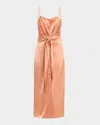 Nanushka Sayan Draped Satin Midi Dress