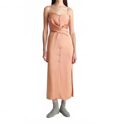 Nanushka Sayan Draped Slip Dress In Apricot In Pink