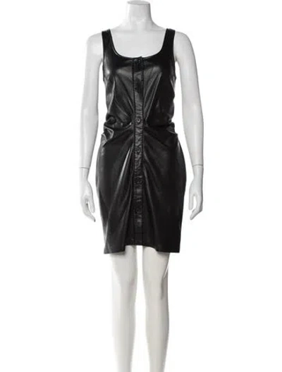Pre-owned Nanushka Scoop Neck Mini Dress In Black